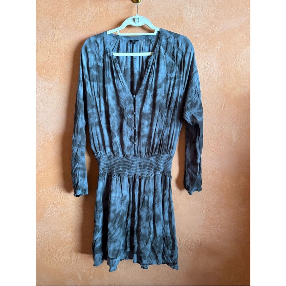 Rails Gray Tie Dye Smocked Waist Boho Mini Dress Large